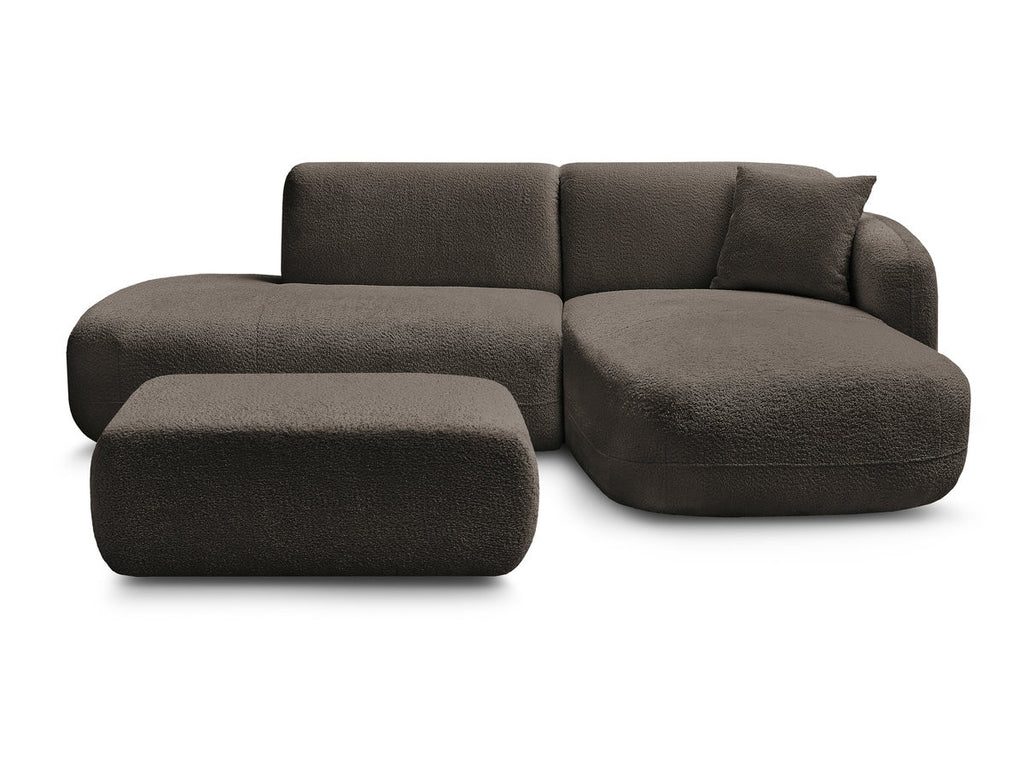 Anda - Canapé D'Angle Fixe Modulable Avec 1 Méridienne, 1 Chauffeuse Bout De Canapé Et 1 Pouf - Angle Droit
