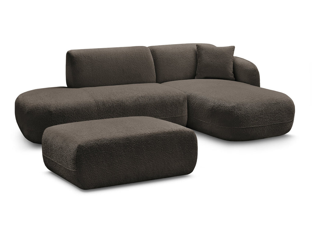 Anda - Canapé D'Angle Fixe Modulable Avec 1 Méridienne, 1 Chauffeuse Bout De Canapé Et 1 Pouf - Angle Droit