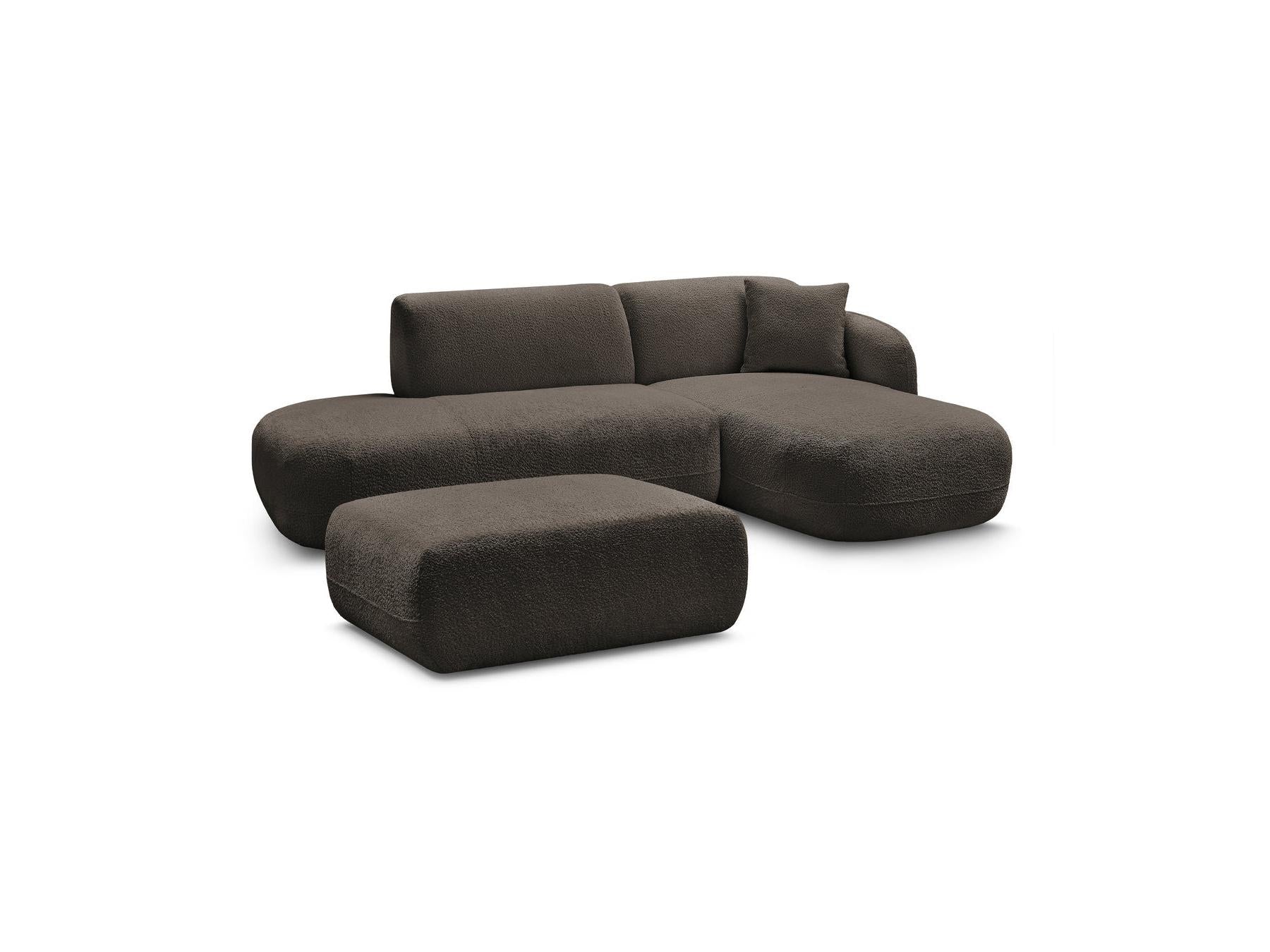 Anda - Canapé D'Angle Fixe Modulable Avec 1 Méridienne, 1 Chauffeuse Bout De Canapé Et 1 Pouf - Angle Droit