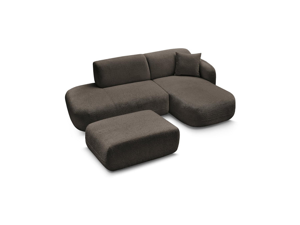 Anda - Canapé D'Angle Fixe Modulable Avec 1 Méridienne, 1 Chauffeuse Bout De Canapé Et 1 Pouf - Angle Droit