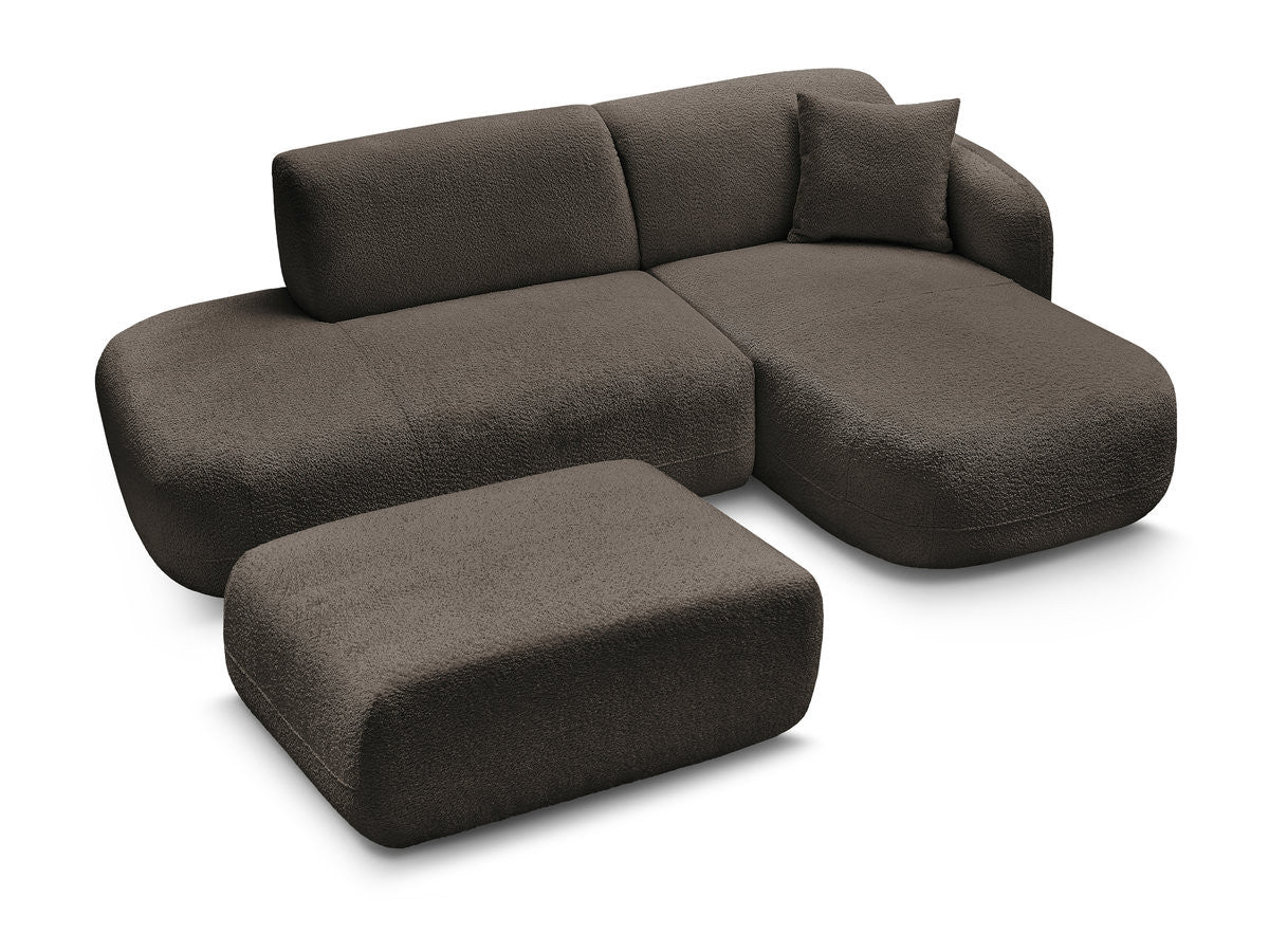 Anda - Canapé D'Angle Fixe Modulable Avec 1 Méridienne, 1 Chauffeuse Bout De Canapé Et 1 Pouf - Angle Droit