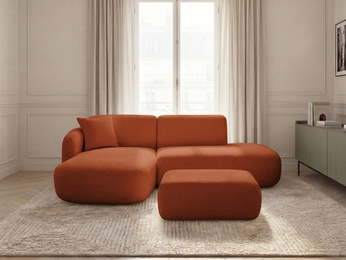 Anda - Canapé D'Angle Fixe Modulable Avec 1 Méridienne, 1 Chauffeuse Bout De Canapé Et 1 Pouf - Angle Gauche