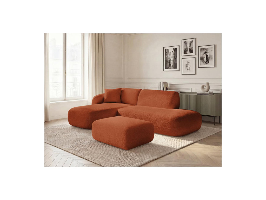 Anda - Canapé D'Angle Fixe Modulable Avec 1 Méridienne, 1 Chauffeuse Bout De Canapé Et 1 Pouf - Angle Gauche