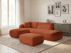 Anda - Canapé D'Angle Fixe Modulable Avec 1 Méridienne, 1 Chauffeuse Bout De Canapé Et 1 Pouf - Angle Gauche