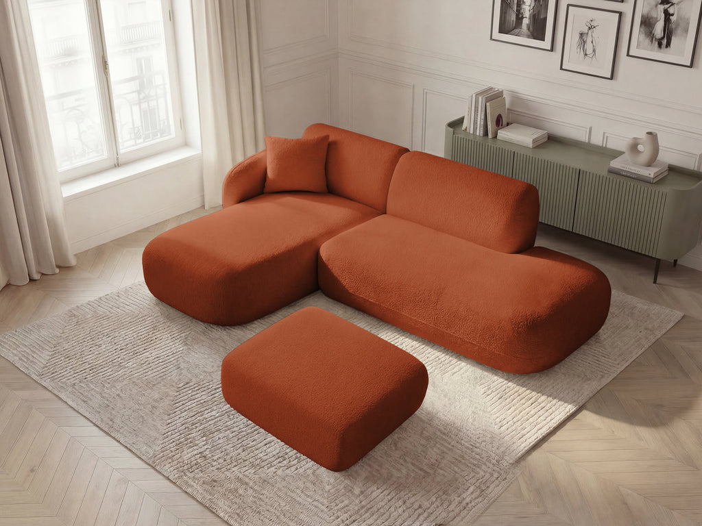 Anda - Canapé D'Angle Fixe Modulable Avec 1 Méridienne, 1 Chauffeuse Bout De Canapé Et 1 Pouf - Angle Gauche