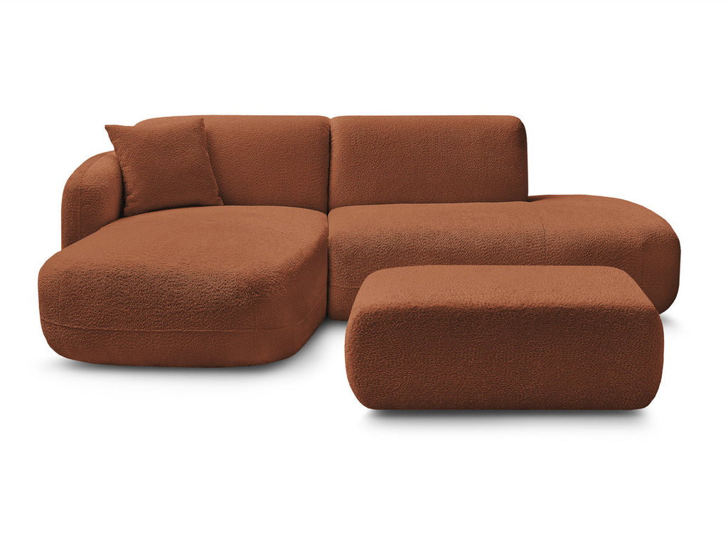 Anda - Canapé D'Angle Fixe Modulable Avec 1 Méridienne, 1 Chauffeuse Bout De Canapé Et 1 Pouf - Angle Gauche