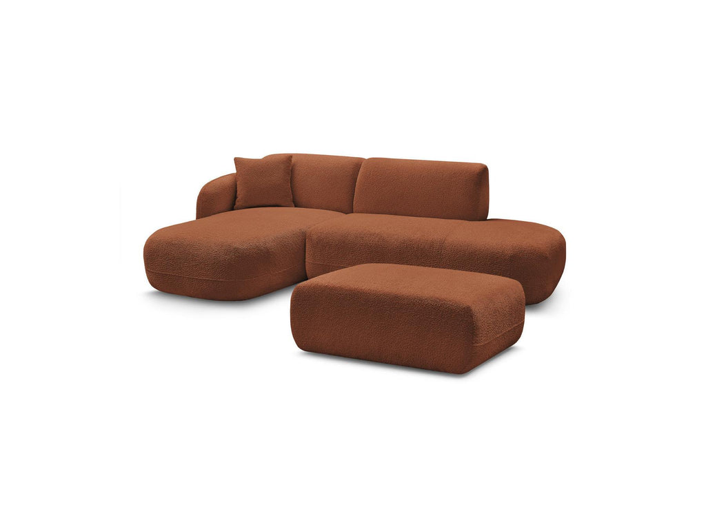Anda - Canapé D'Angle Fixe Modulable Avec 1 Méridienne, 1 Chauffeuse Bout De Canapé Et 1 Pouf - Angle Gauche