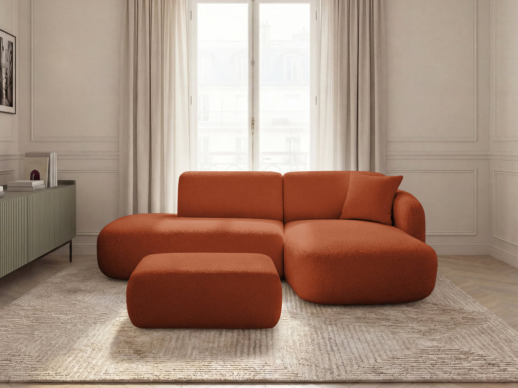 Anda - Canapé D'Angle Fixe Modulable Avec 1 Méridienne, 1 Chauffeuse Bout De Canapé Et 1 Pouf - Angle Droit
