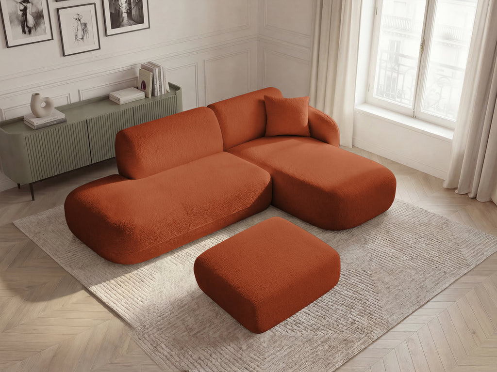 Anda - Canapé D'Angle Fixe Modulable Avec 1 Méridienne, 1 Chauffeuse Bout De Canapé Et 1 Pouf - Angle Droit