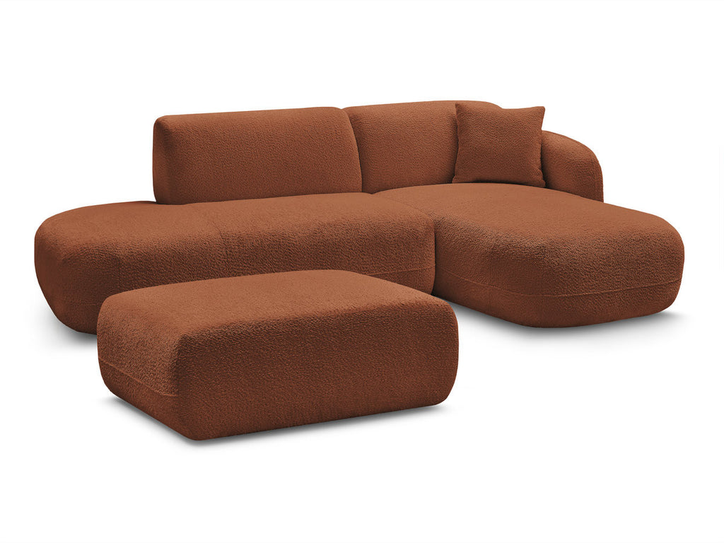 Anda - Canapé D'Angle Fixe Modulable Avec 1 Méridienne, 1 Chauffeuse Bout De Canapé Et 1 Pouf - Angle Droit