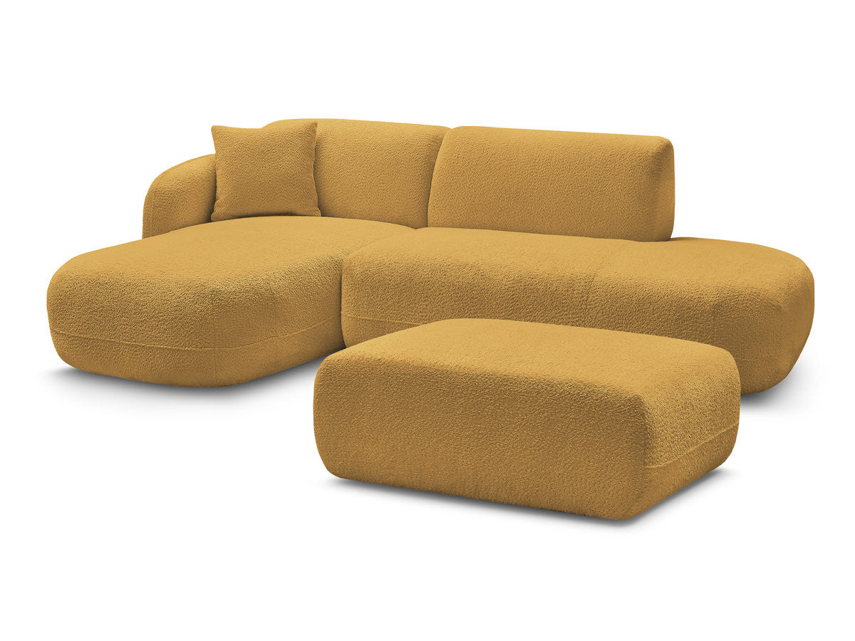 Anda - Canapé D'Angle Fixe Modulable Avec 1 Méridienne, 1 Chauffeuse Bout De Canapé Et 1 Pouf - Angle Gauche