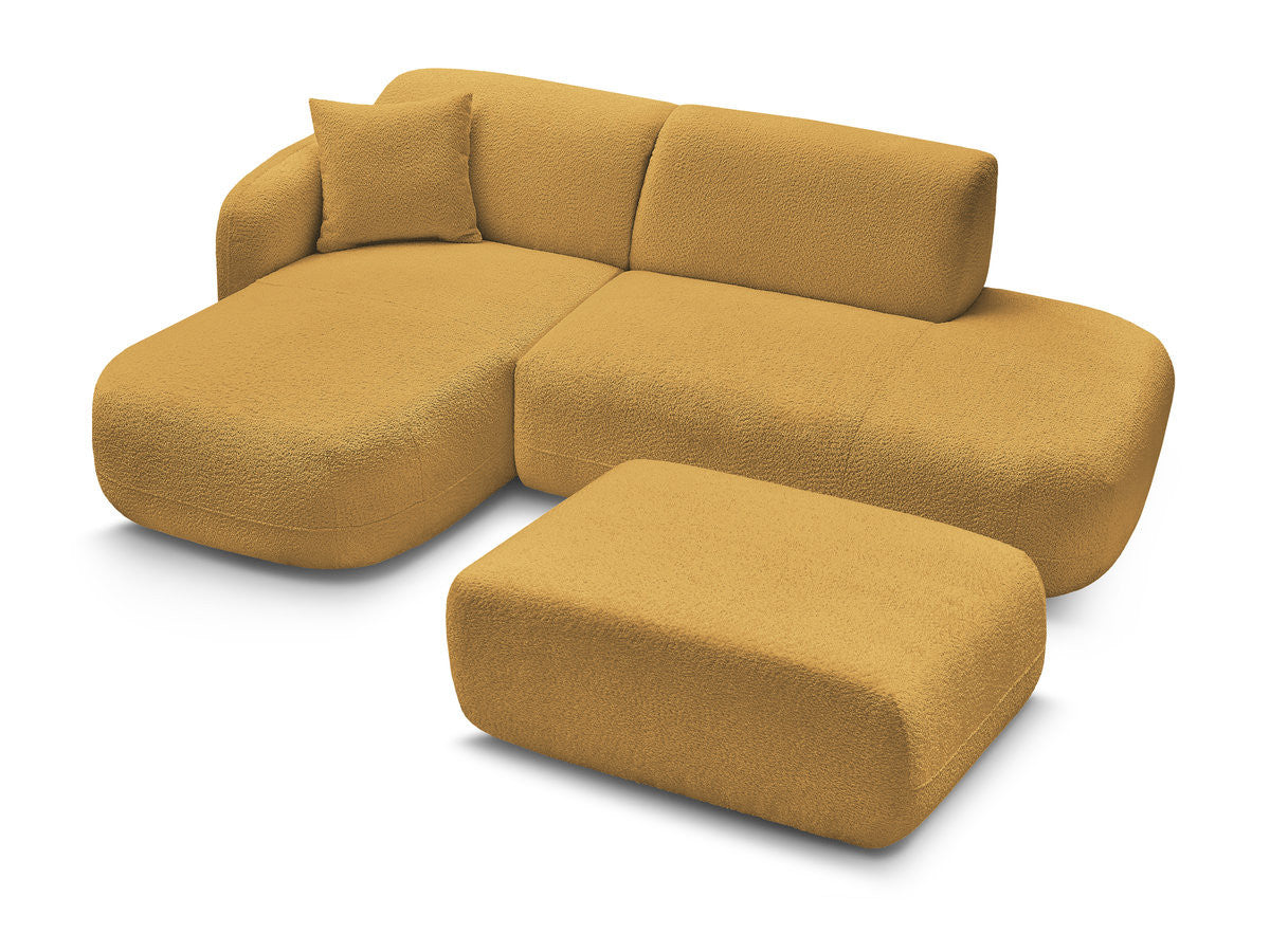 Anda - Canapé D'Angle Fixe Modulable Avec 1 Méridienne, 1 Chauffeuse Bout De Canapé Et 1 Pouf - Angle Gauche