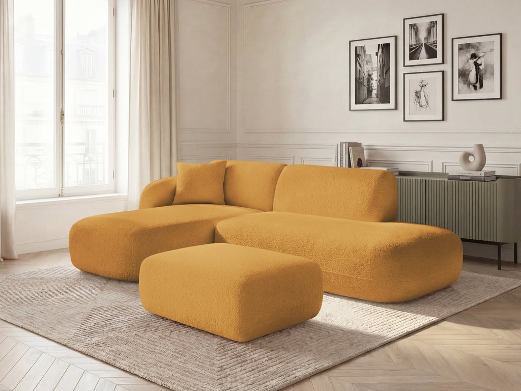 Anda - Canapé D'Angle Fixe Modulable Avec 1 Méridienne, 1 Chauffeuse Bout De Canapé Et 1 Pouf - Angle Gauche