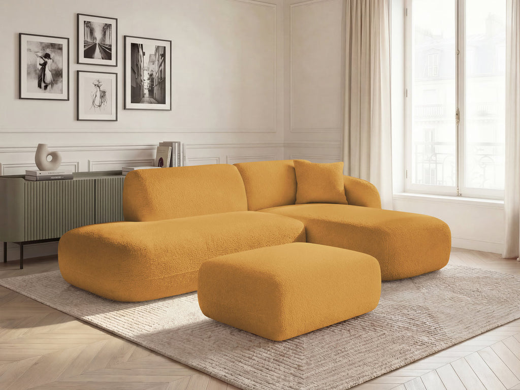 Anda - Canapé D'Angle Fixe Modulable Avec 1 Méridienne, 1 Chauffeuse Bout De Canapé Et 1 Pouf - Angle Droit