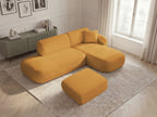 Anda - Canapé D'Angle Fixe Modulable Avec 1 Méridienne, 1 Chauffeuse Bout De Canapé Et 1 Pouf - Angle Droit