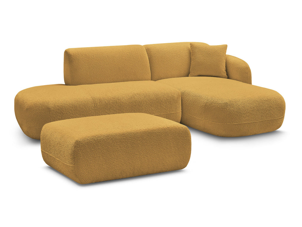 Anda - Canapé D'Angle Fixe Modulable Avec 1 Méridienne, 1 Chauffeuse Bout De Canapé Et 1 Pouf - Angle Droit