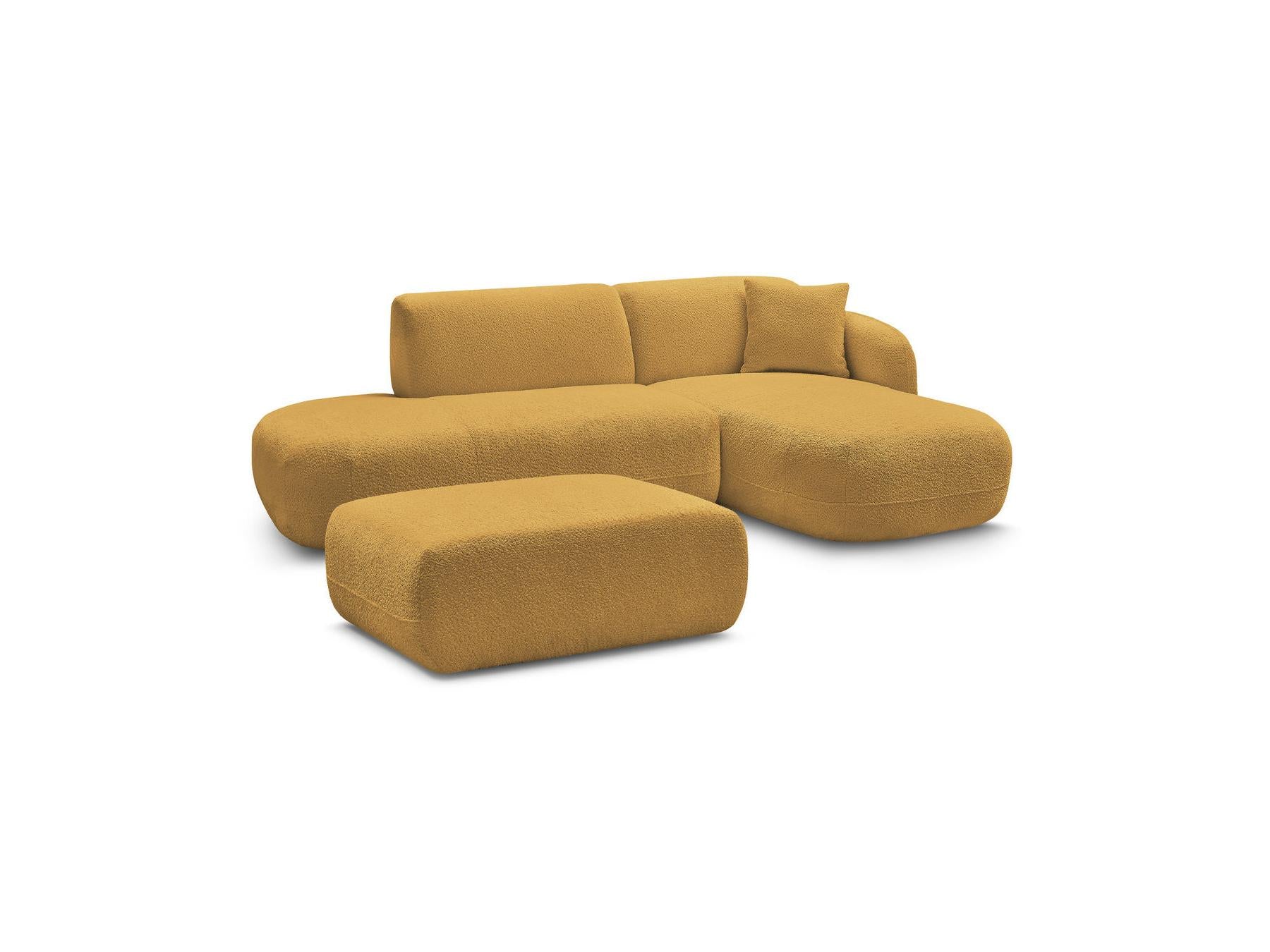 Anda - Canapé D'Angle Fixe Modulable Avec 1 Méridienne, 1 Chauffeuse Bout De Canapé Et 1 Pouf - Angle Droit