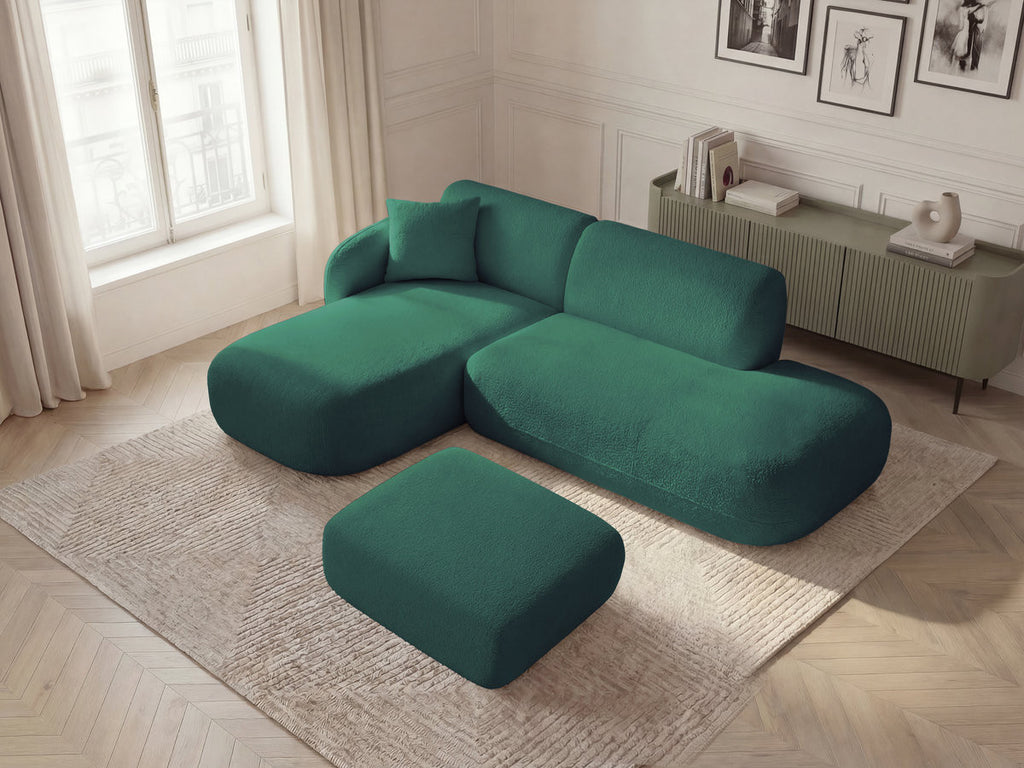 Anda - Canapé D'Angle Fixe Modulable Avec 1 Méridienne, 1 Chauffeuse Bout De Canapé Et 1 Pouf - Angle Gauche