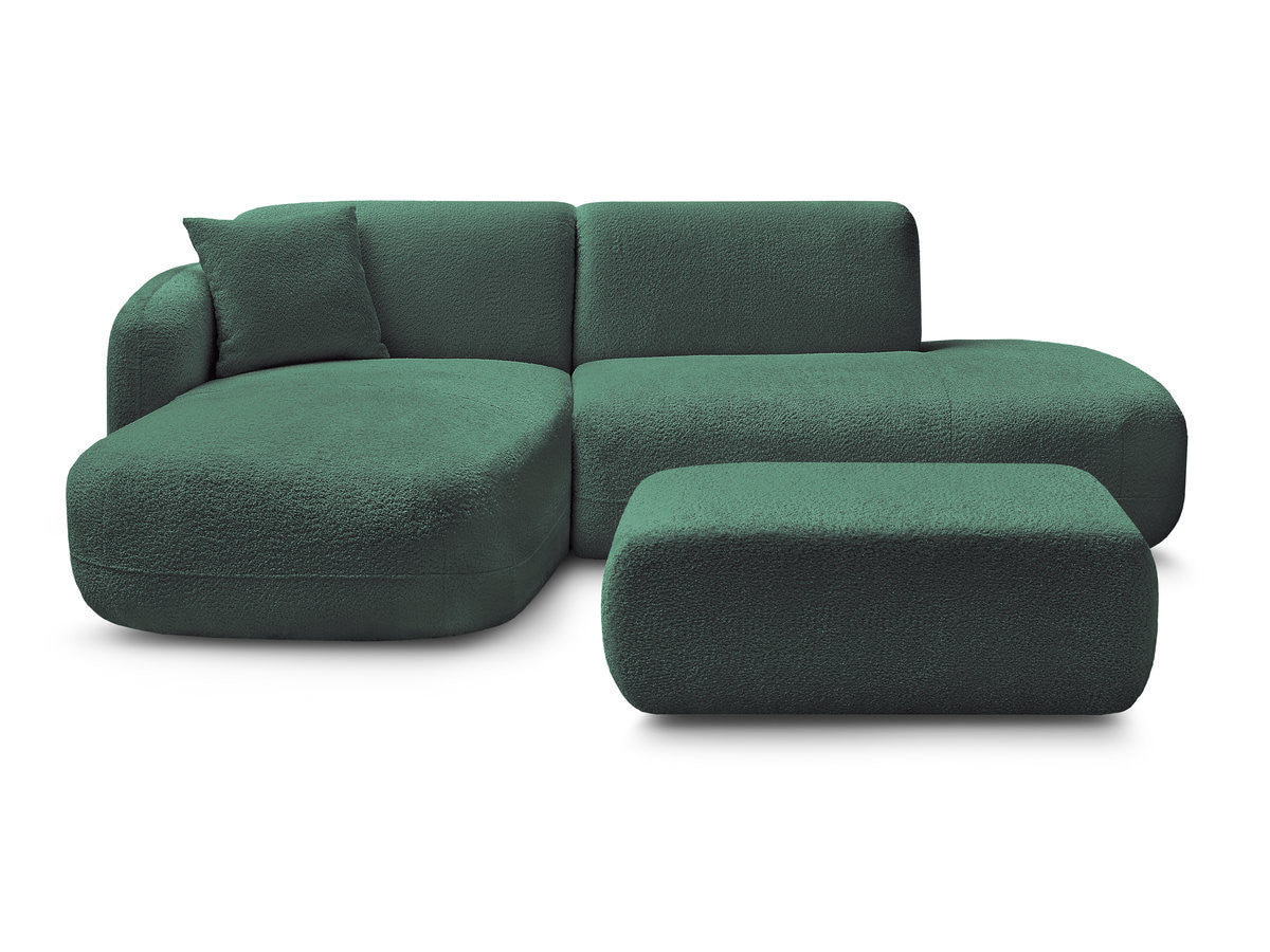 Anda - Canapé D'Angle Fixe Modulable Avec 1 Méridienne, 1 Chauffeuse Bout De Canapé Et 1 Pouf - Angle Gauche