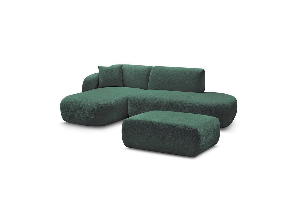 Anda - Canapé D'Angle Fixe Modulable Avec 1 Méridienne, 1 Chauffeuse Bout De Canapé Et 1 Pouf - Angle Gauche