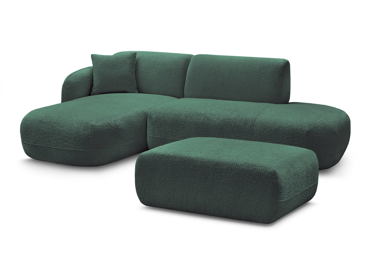 Anda - Canapé D'Angle Fixe Modulable Avec 1 Méridienne, 1 Chauffeuse Bout De Canapé Et 1 Pouf - Angle Gauche
