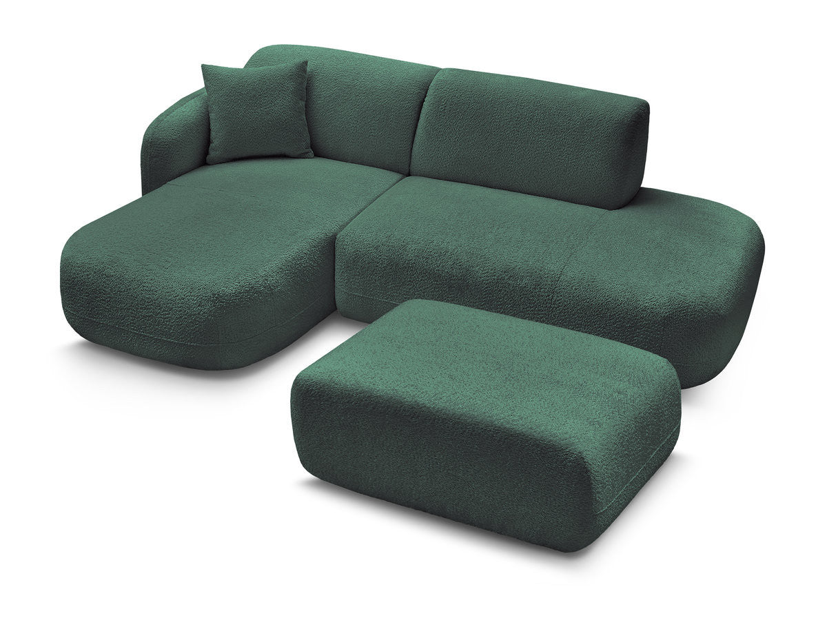 Anda - Canapé D'Angle Fixe Modulable Avec 1 Méridienne, 1 Chauffeuse Bout De Canapé Et 1 Pouf - Angle Gauche