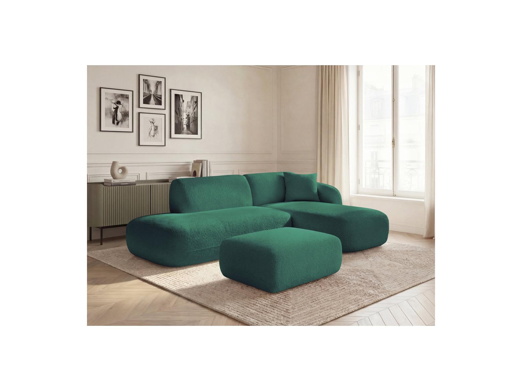 Anda - Canapé D'Angle Fixe Modulable Avec 1 Méridienne, 1 Chauffeuse Bout De Canapé Et 1 Pouf - Angle Droit