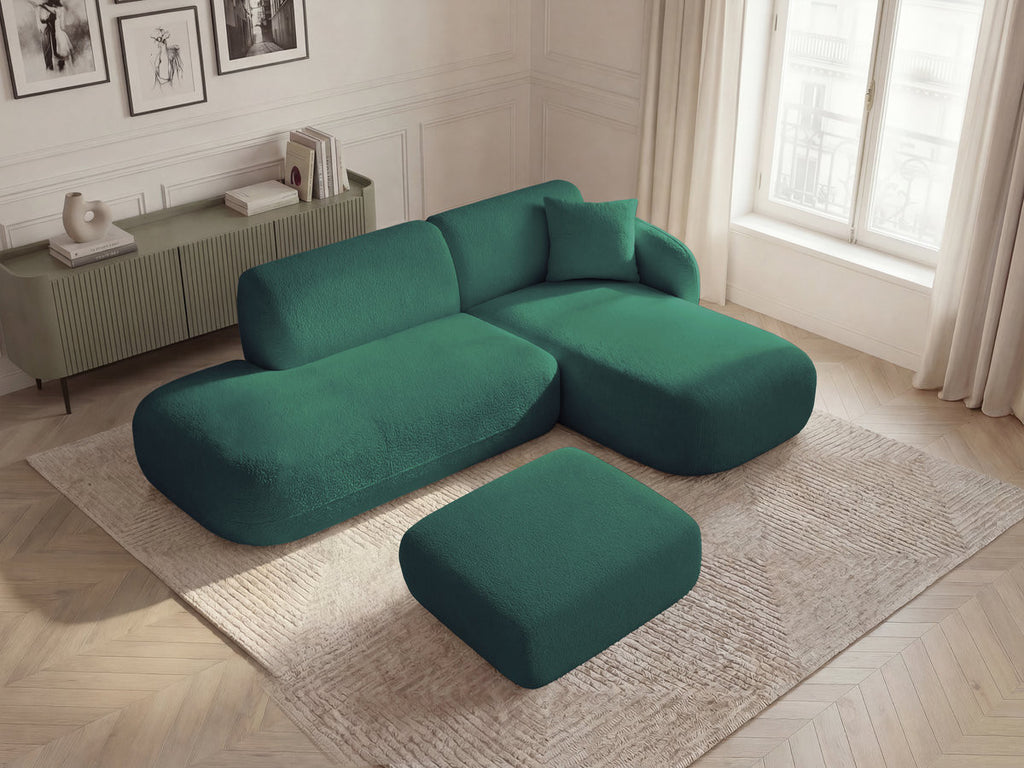 Anda - Canapé D'Angle Fixe Modulable Avec 1 Méridienne, 1 Chauffeuse Bout De Canapé Et 1 Pouf - Angle Droit
