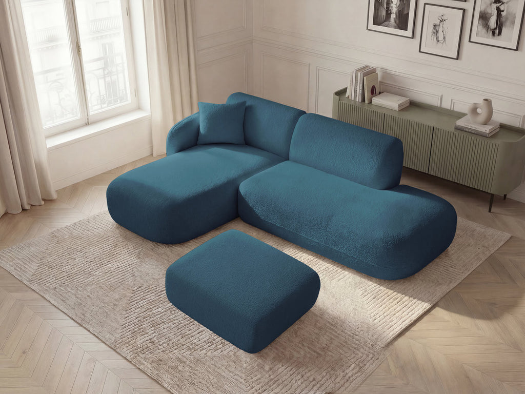Anda - Canapé D'Angle Fixe Modulable Avec 1 Méridienne, 1 Chauffeuse Bout De Canapé Et 1 Pouf - Angle Gauche