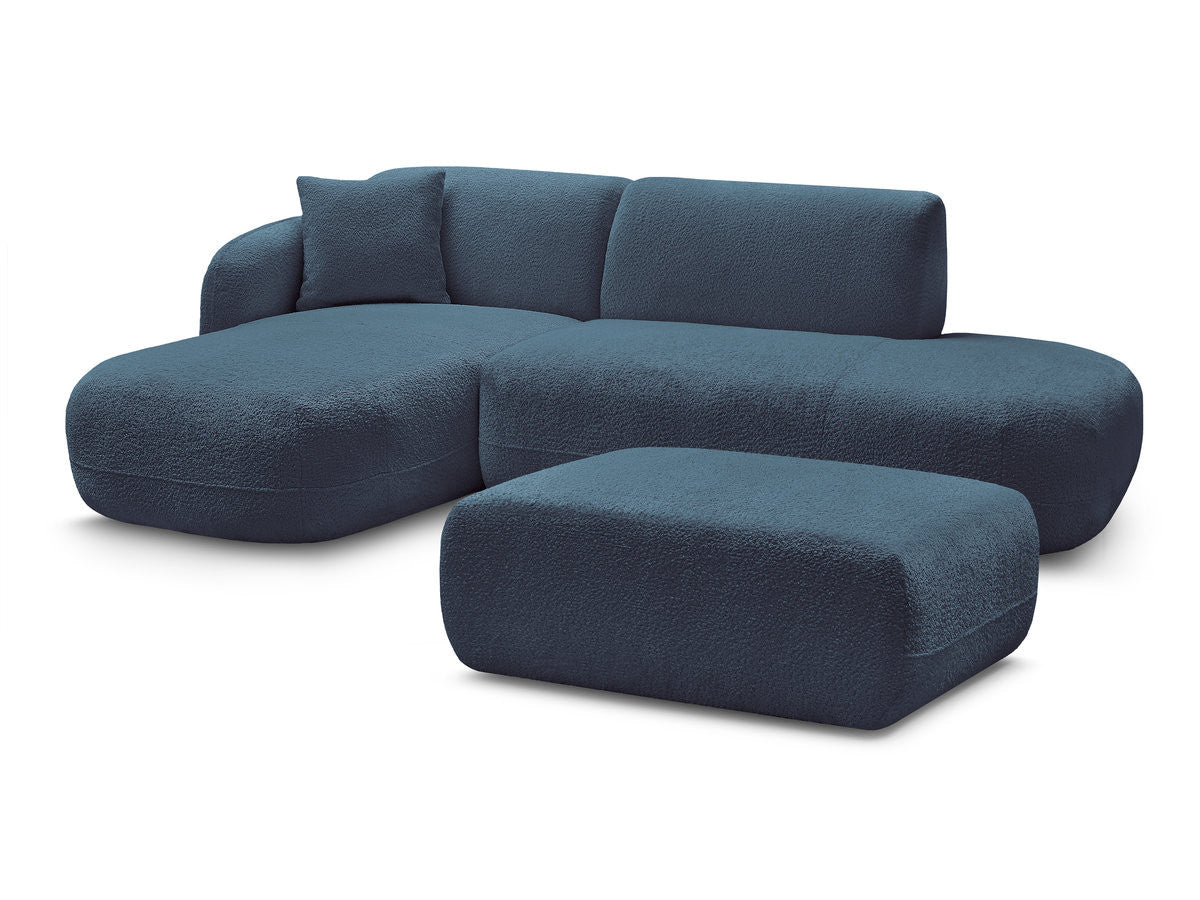 Anda - Canapé D'Angle Fixe Modulable Avec 1 Méridienne, 1 Chauffeuse Bout De Canapé Et 1 Pouf - Angle Gauche