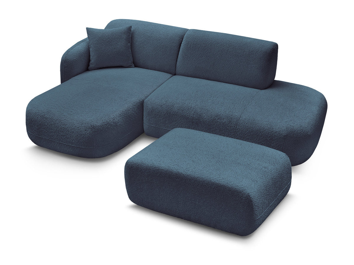 Anda - Canapé D'Angle Fixe Modulable Avec 1 Méridienne, 1 Chauffeuse Bout De Canapé Et 1 Pouf - Angle Gauche
