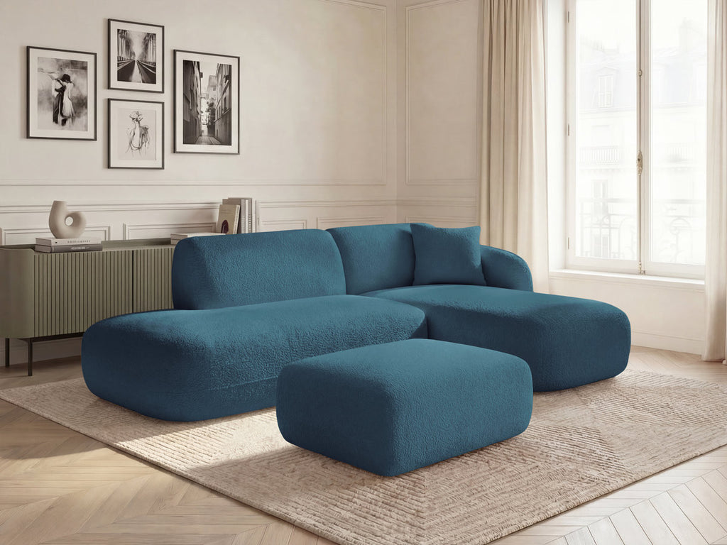 Anda - Canapé D'Angle Fixe Modulable Avec 1 Méridienne, 1 Chauffeuse Bout De Canapé Et 1 Pouf - Angle Droit