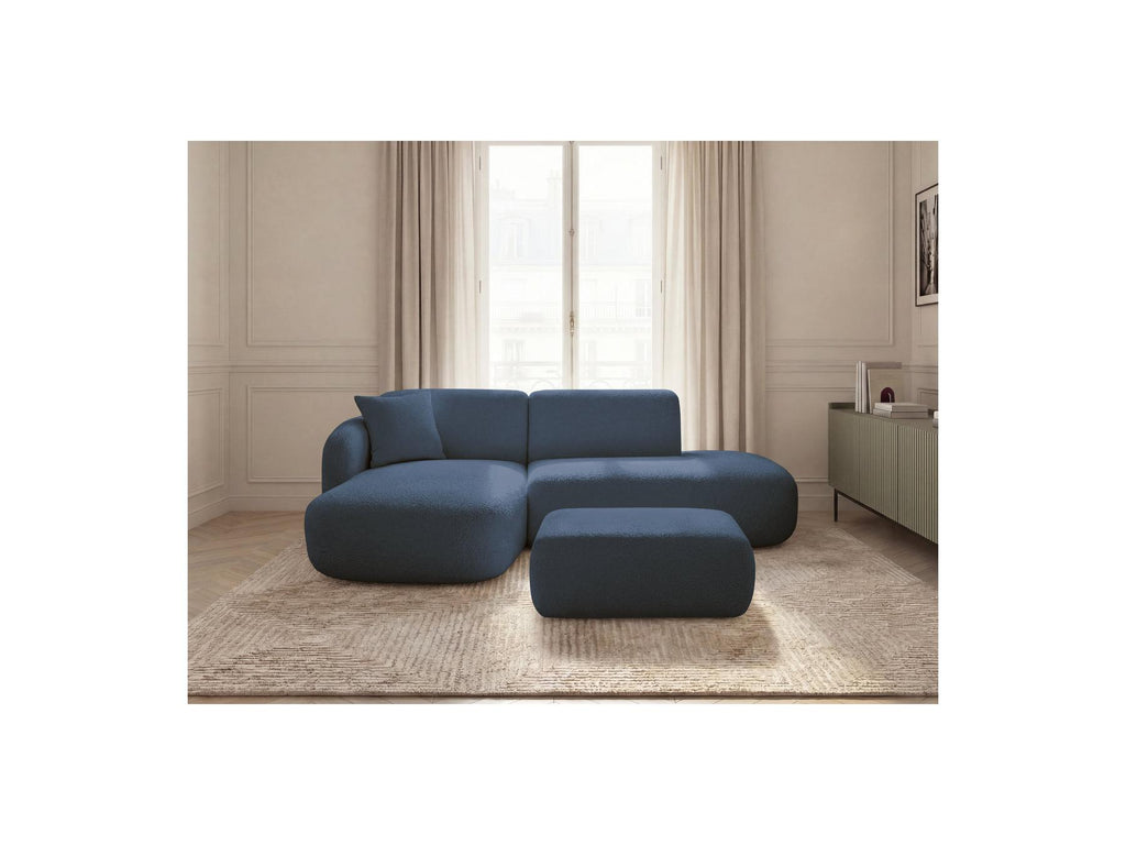 Anda - Canapé D'Angle Fixe Modulable Avec 1 Méridienne, 1 Chauffeuse Bout De Canapé Et 1 Pouf - Angle Gauche
