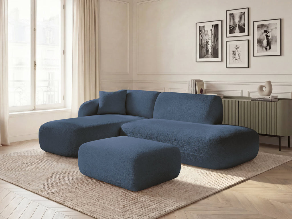 Anda - Canapé D'Angle Fixe Modulable Avec 1 Méridienne, 1 Chauffeuse Bout De Canapé Et 1 Pouf - Angle Gauche