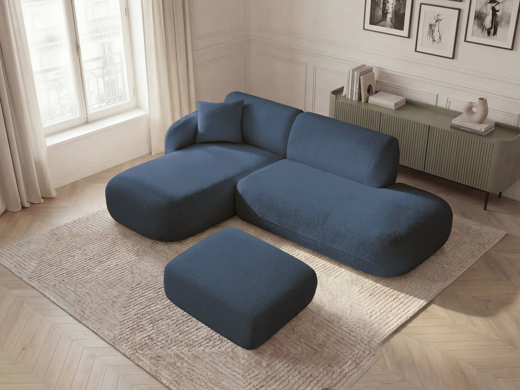 Anda - Canapé D'Angle Fixe Modulable Avec 1 Méridienne, 1 Chauffeuse Bout De Canapé Et 1 Pouf - Angle Gauche