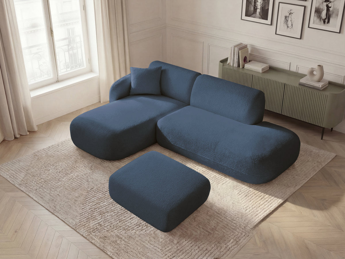 Anda - Canapé D'Angle Fixe Modulable Avec 1 Méridienne, 1 Chauffeuse Bout De Canapé Et 1 Pouf - Angle Gauche