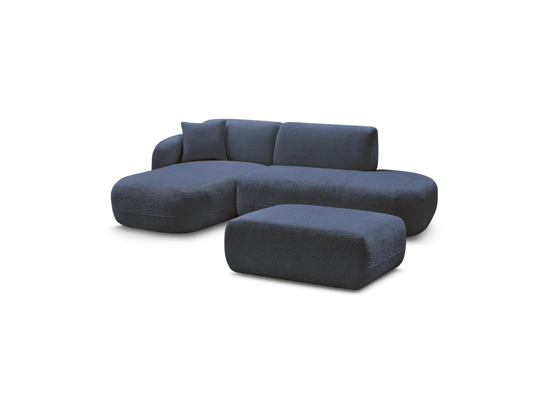 Anda - Canapé D'Angle Fixe Modulable Avec 1 Méridienne, 1 Chauffeuse Bout De Canapé Et 1 Pouf - Angle Gauche