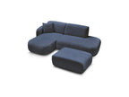 Anda - Canapé D'Angle Fixe Modulable Avec 1 Méridienne, 1 Chauffeuse Bout De Canapé Et 1 Pouf - Angle Gauche