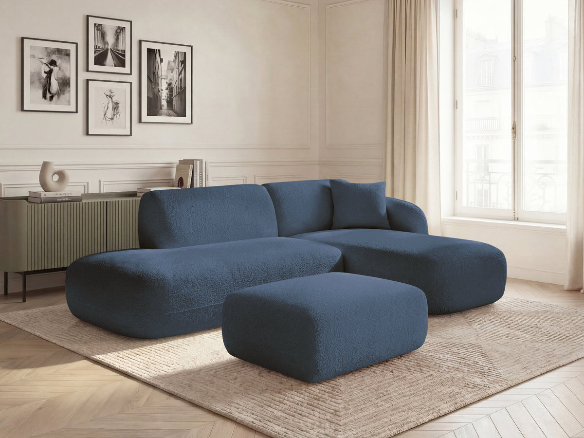 Anda - Canapé D'Angle Fixe Modulable Avec 1 Méridienne, 1 Chauffeuse Bout De Canapé Et 1 Pouf - Angle Droit