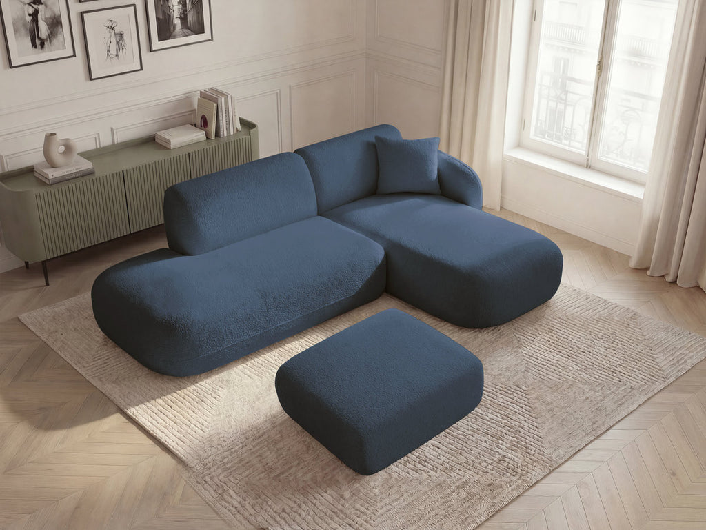 Anda - Canapé D'Angle Fixe Modulable Avec 1 Méridienne, 1 Chauffeuse Bout De Canapé Et 1 Pouf - Angle Droit