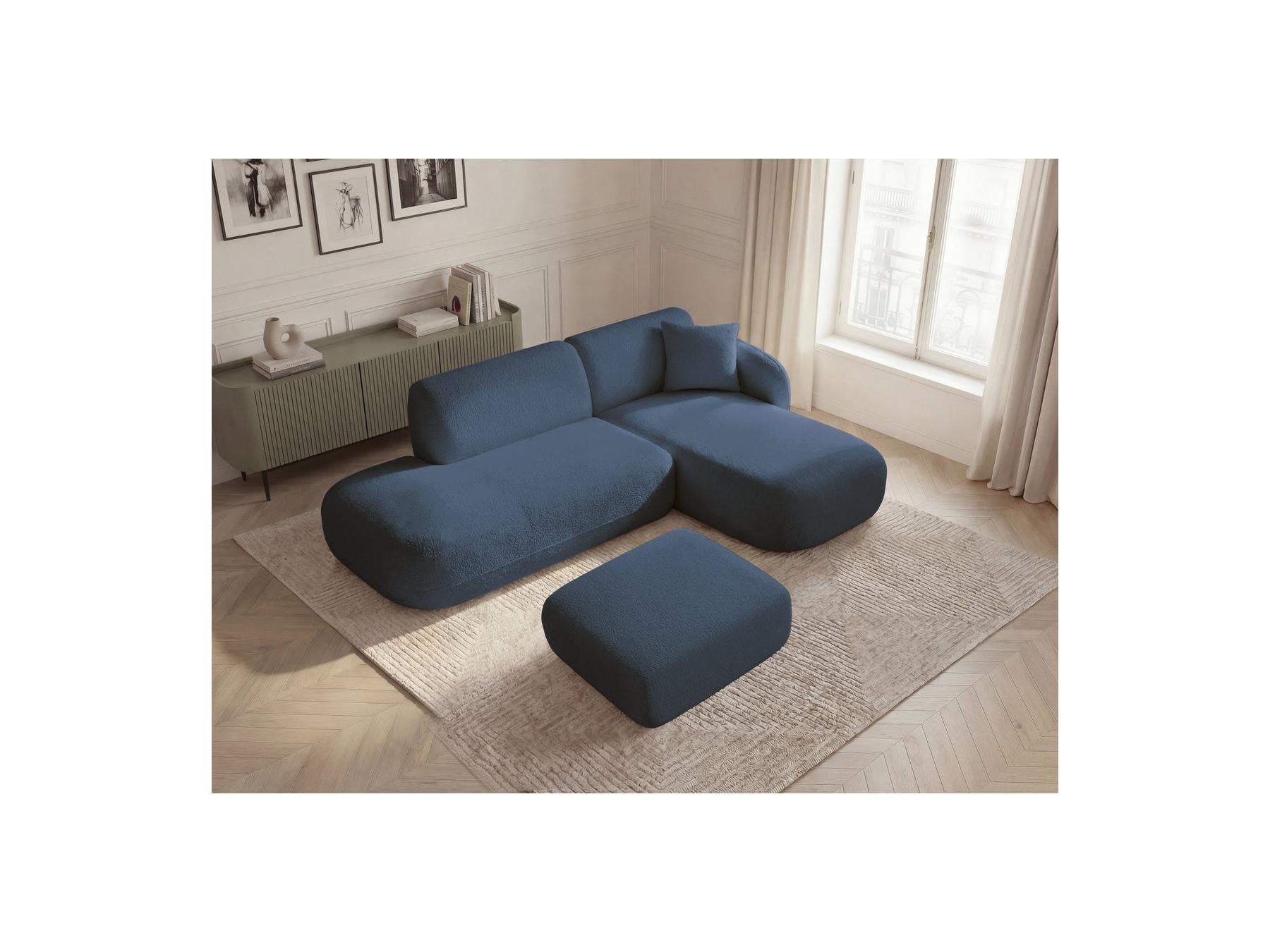 Anda - Canapé D'Angle Fixe Modulable Avec 1 Méridienne, 1 Chauffeuse Bout De Canapé Et 1 Pouf - Angle Droit