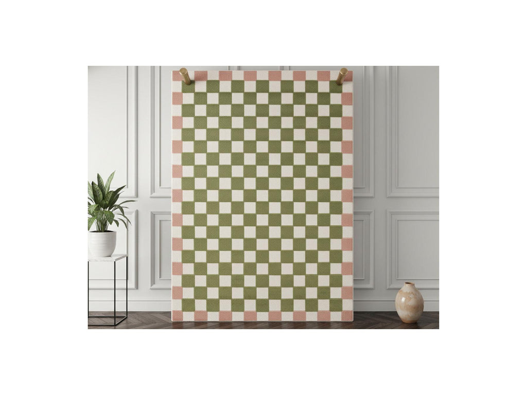 Myrlie - Low-Pile Rug - Checkerboard Pattern - Green