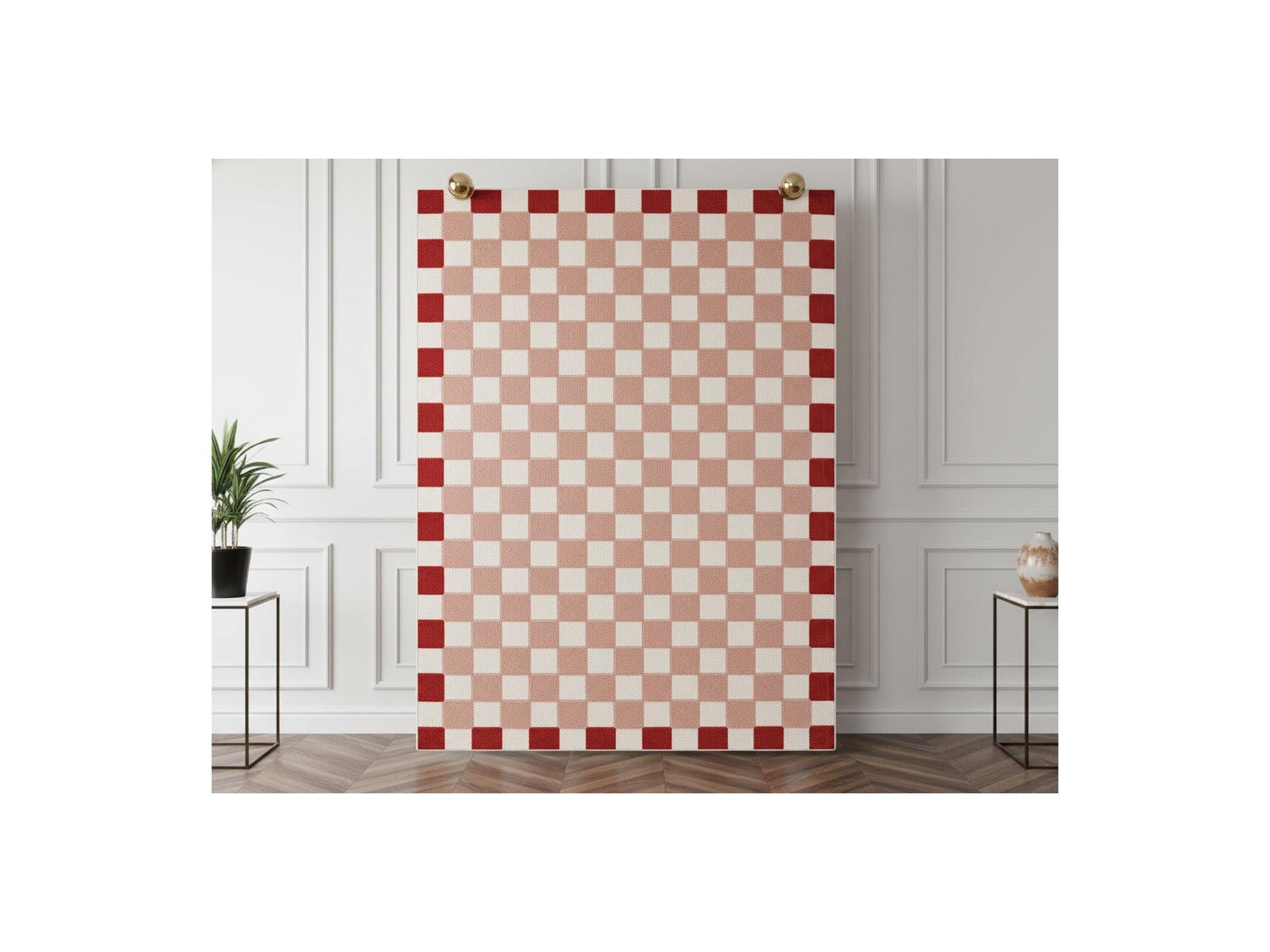 Myrlie - Myrlie Low-Pile Rug with Check Pattern - Pink