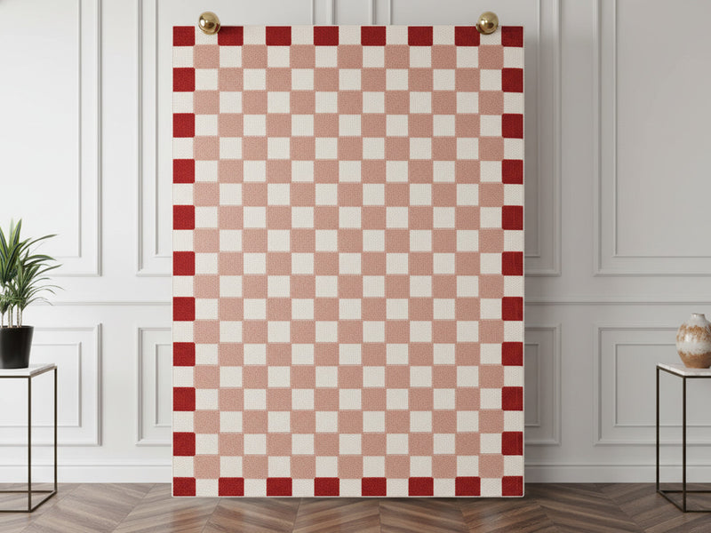 Myrlie - Tapis Poils Ras Myrlie Motif Damier - Rose