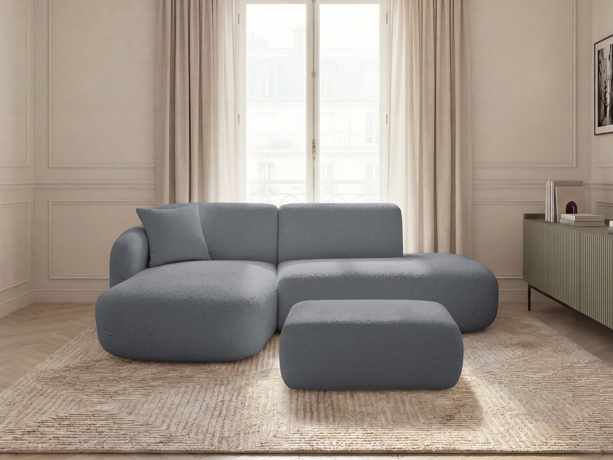 Anda - Canapé D'Angle Fixe Modulable Avec 1 Méridienne, 1 Chauffeuse Bout De Canapé Et 1 Pouf - Angle Gauche