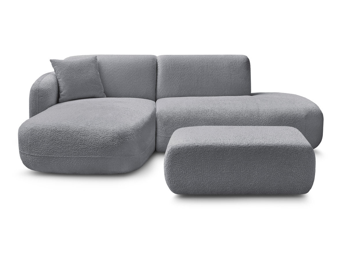 Anda - Canapé D'Angle Fixe Modulable Avec 1 Méridienne, 1 Chauffeuse Bout De Canapé Et 1 Pouf - Angle Gauche