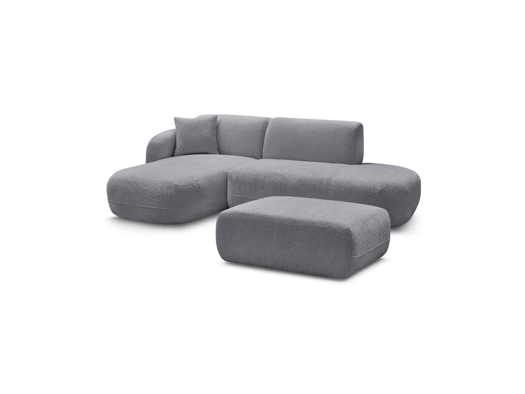 Anda - Canapé D'Angle Fixe Modulable Avec 1 Méridienne, 1 Chauffeuse Bout De Canapé Et 1 Pouf - Angle Gauche