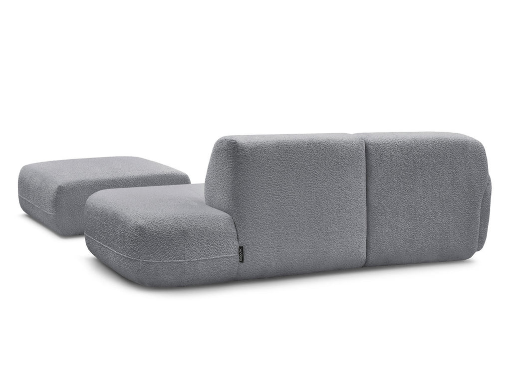 Anda - Canapé D'Angle Fixe Modulable Avec 1 Méridienne, 1 Chauffeuse Bout De Canapé Et 1 Pouf - Angle Gauche
