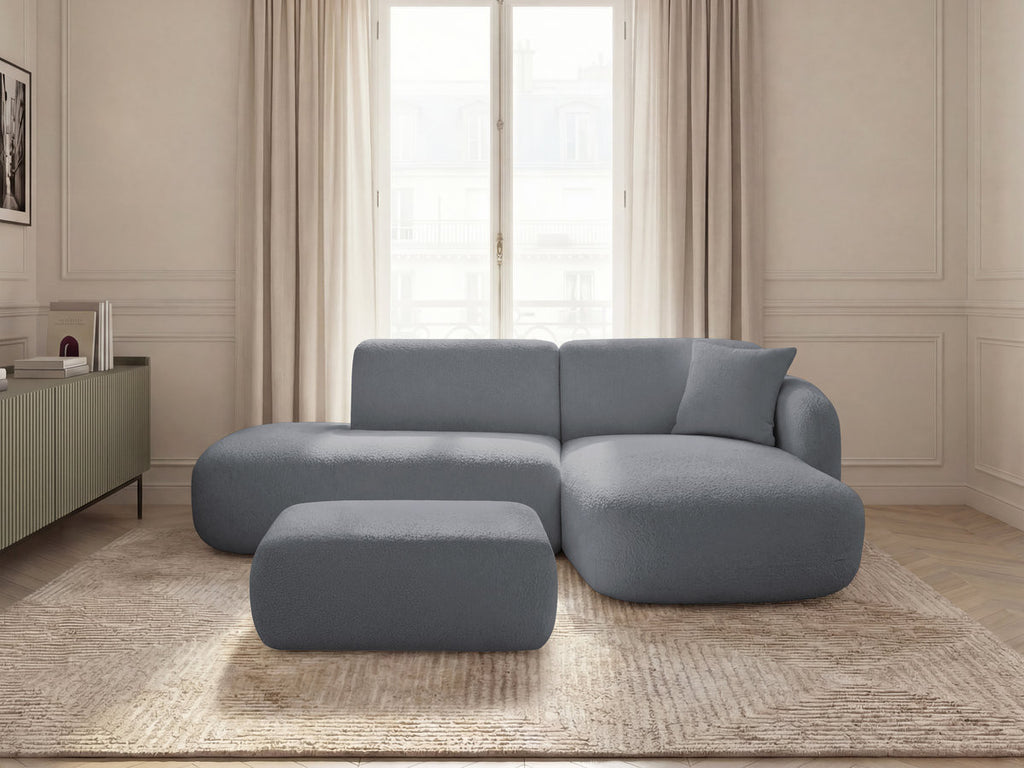 Anda - Canapé D'Angle Fixe Modulable Avec 1 Méridienne, 1 Chauffeuse Bout De Canapé Et 1 Pouf - Angle Droit