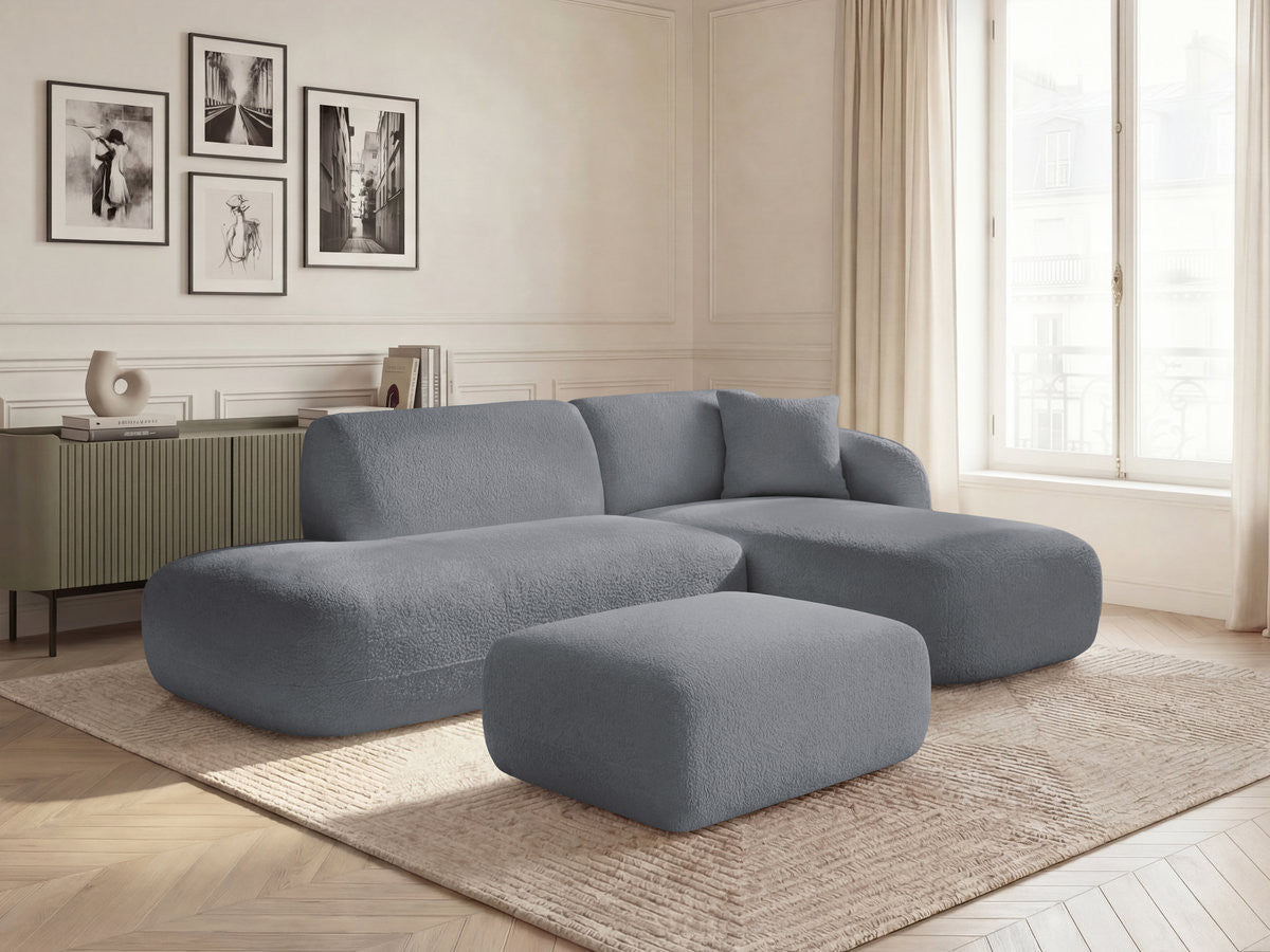 Anda - Canapé D'Angle Fixe Modulable Avec 1 Méridienne, 1 Chauffeuse Bout De Canapé Et 1 Pouf - Angle Droit